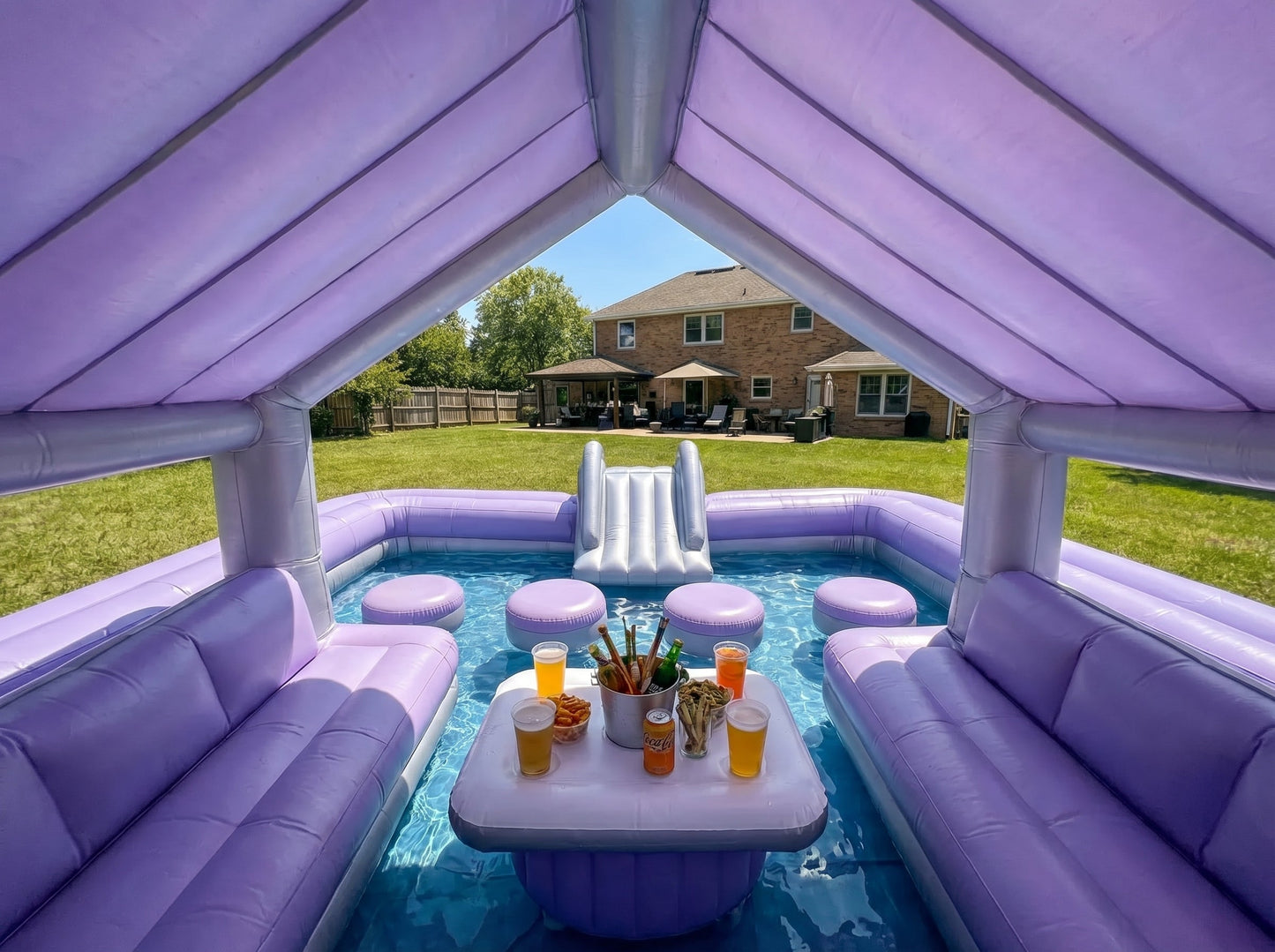Inflatable Floating Pool Lounge – Backyard Pool Pavilion with Seating