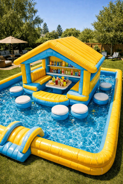 Inflatable Floating Pool Lounge – Backyard Pool Pavilion with Seating