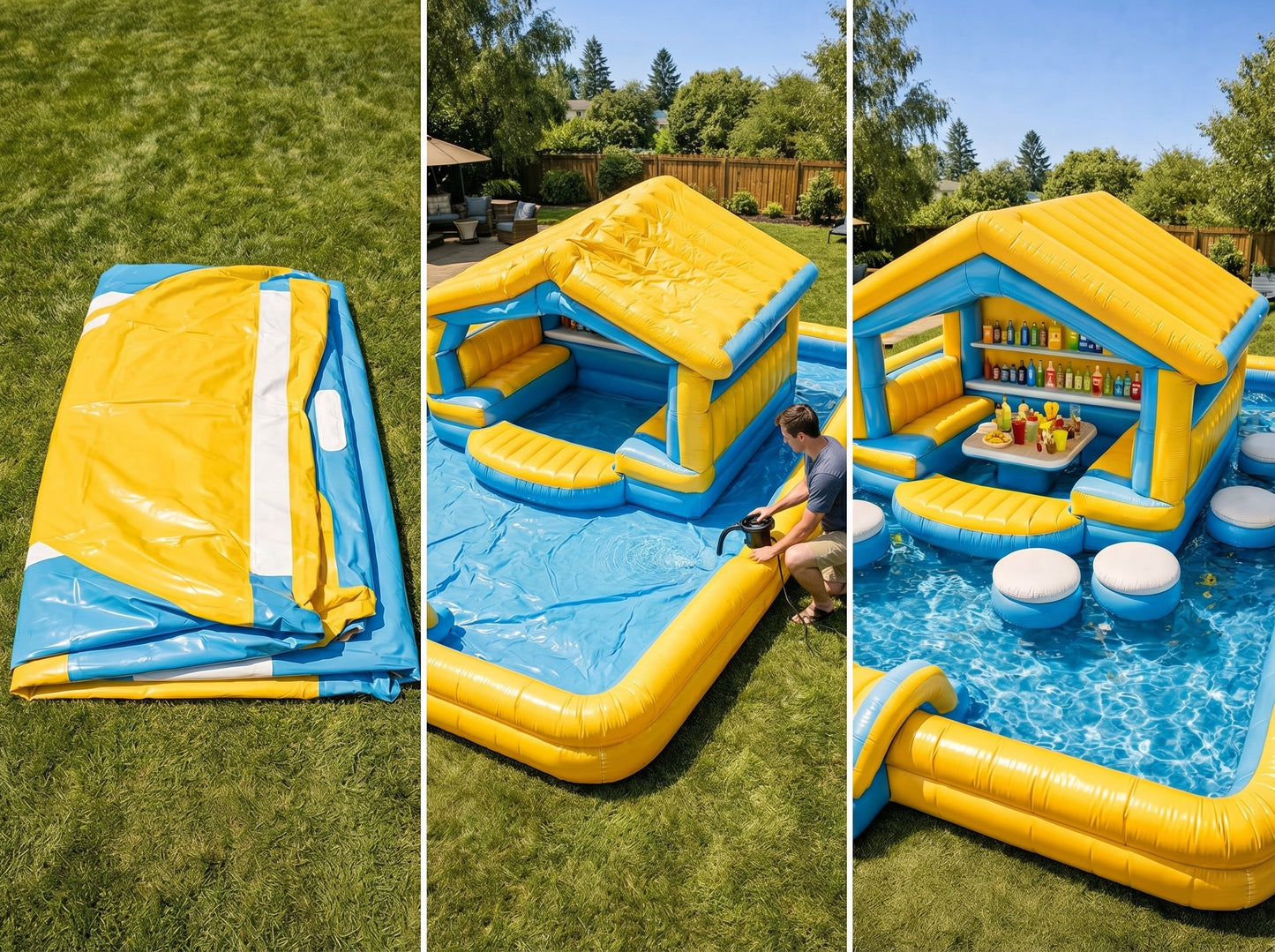 Inflatable Floating Pool Lounge – Backyard Pool Pavilion with Seating