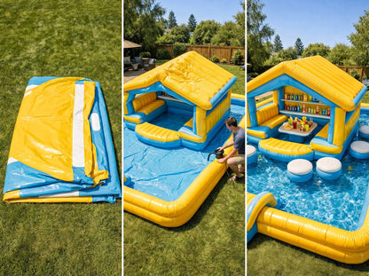 Inflatable Floating Pool Lounge – Backyard Pool Pavilion with Seating