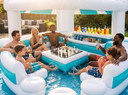Inflatable Floating Pool Lounge – Backyard Pool Pavilion with Seating