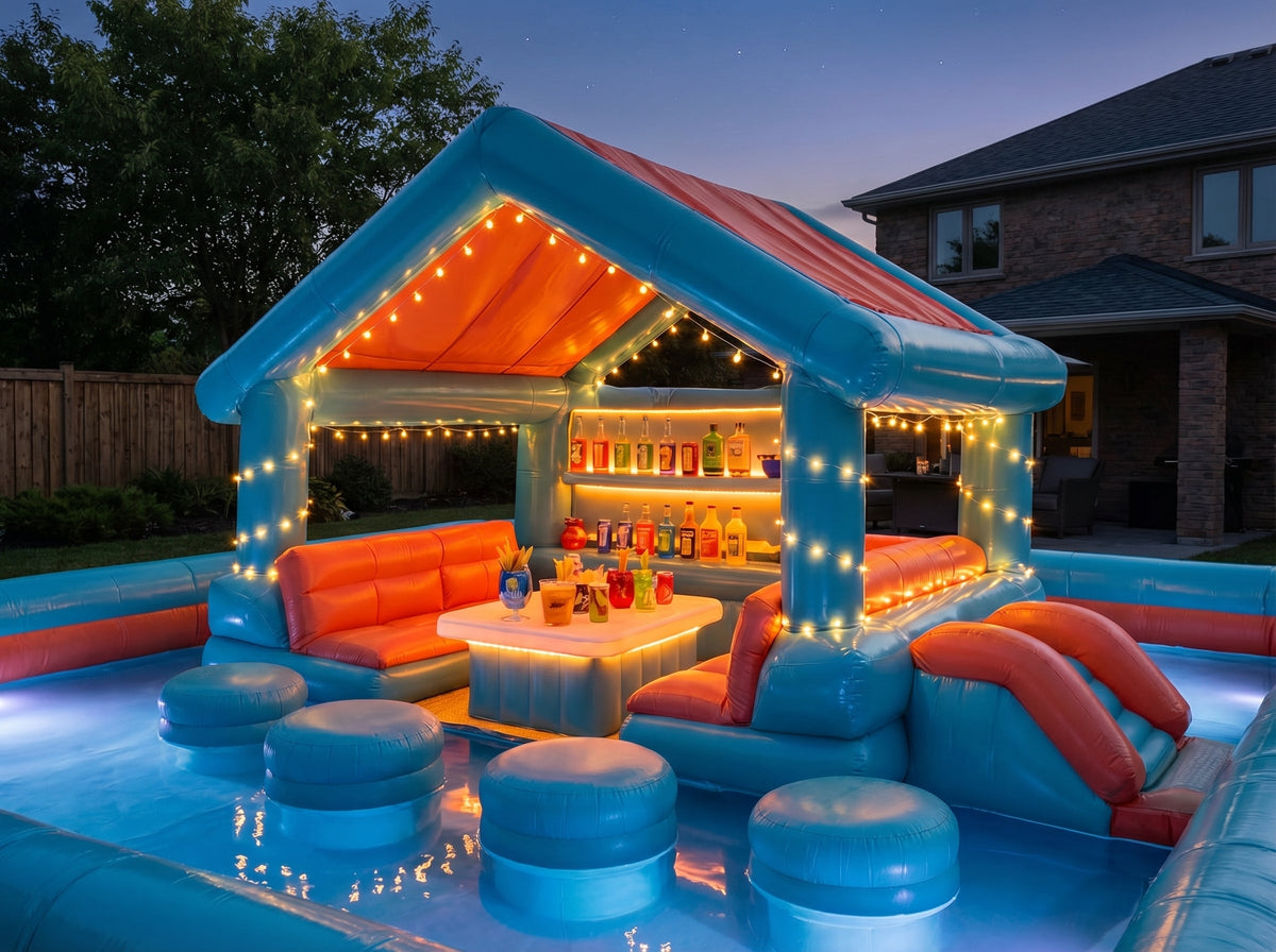 Inflatable Floating Pool Lounge – Backyard Pool Pavilion with Seating